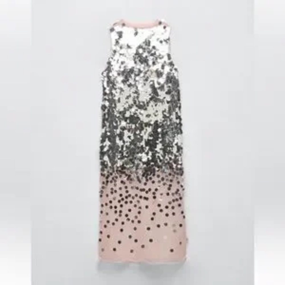 Rare Zara Silver sequin party mermaid dress